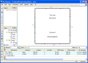 Der Editor &quot;Pin Planner&quot;, Bestandteil der Quartus II Software