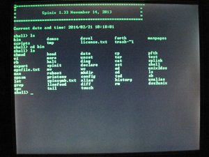 Bildschirmausgabe von spinx unter der VT100-Emulation auf dem Elderberry µC.